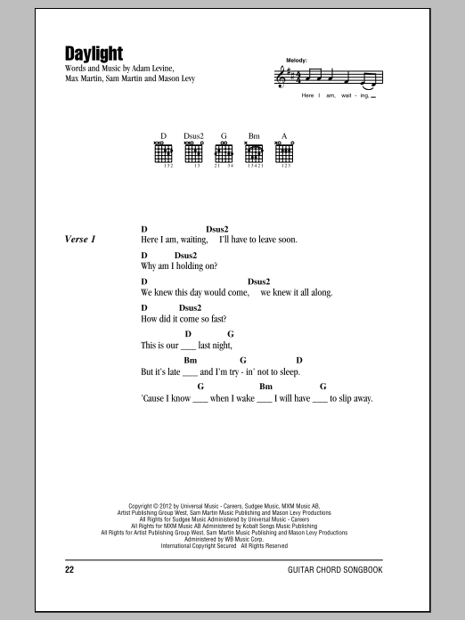 Product gallery: Page 1 of 1 Daylight, Maroon 5