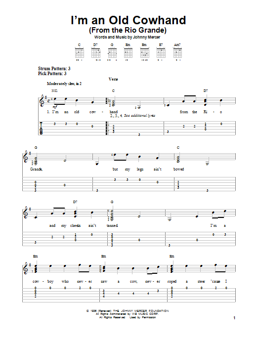 Produktbild zu: I'm An Old Cowhand (From The Rio Grande)