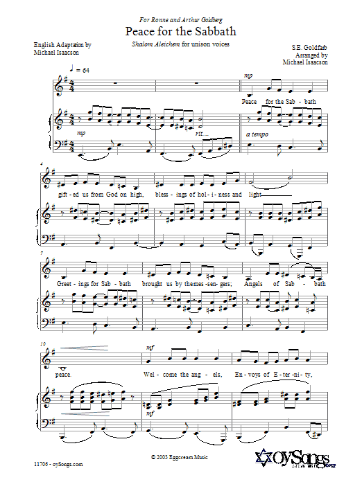 Product gallery: Page 1 of 1 Peace for the Sabbath, Michael Isaacson
