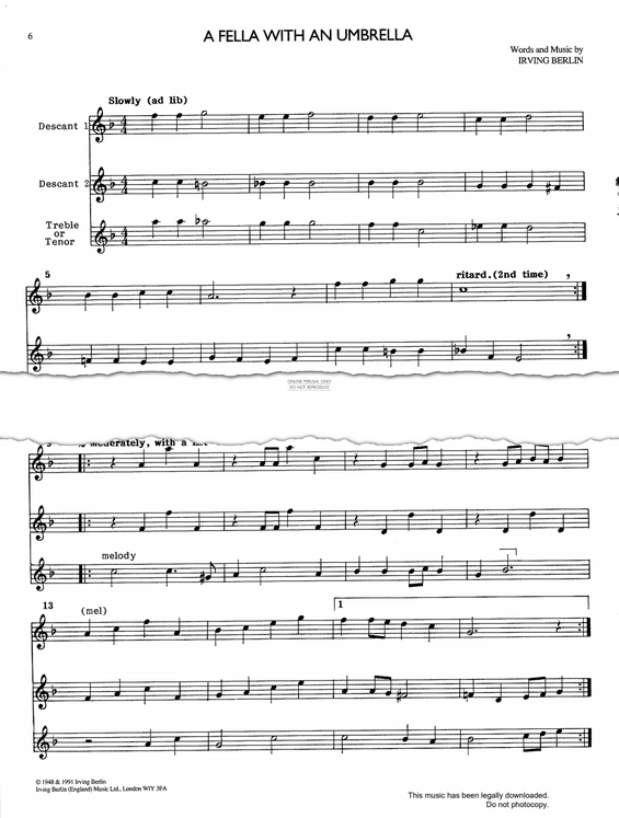 Product gallery: Page 1 of 1 A Fella With An Umbrella (from 'Easter Parade'), Irving Berlin