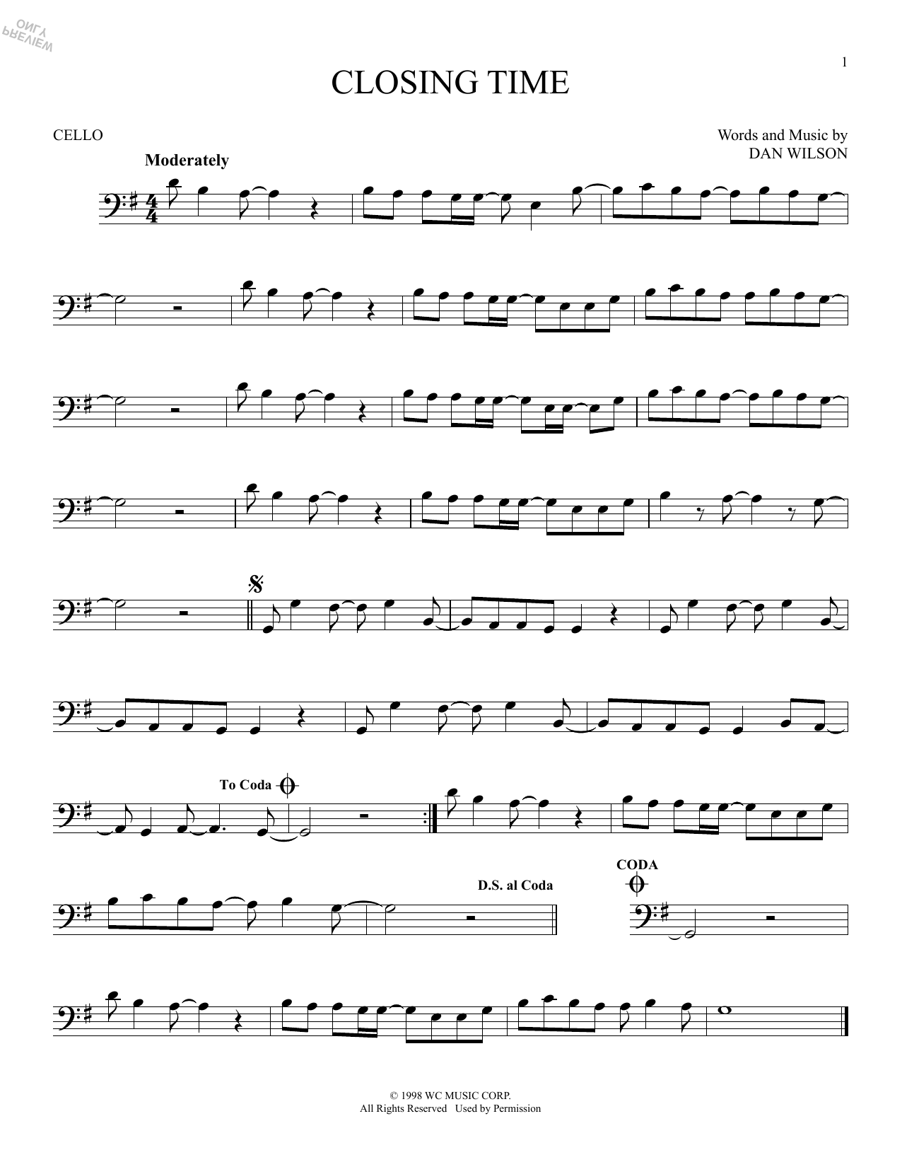 Produktgalerie: Seite 1 von 1 Closing Time, Semisonic, Violoncello