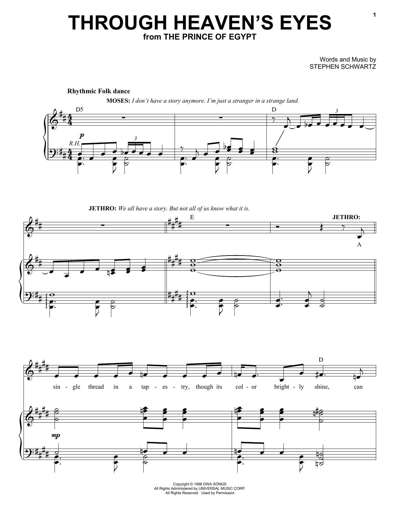 Product picture to: Through Heaven's Eyes (from The Prince Of Egypt: A New Musical)