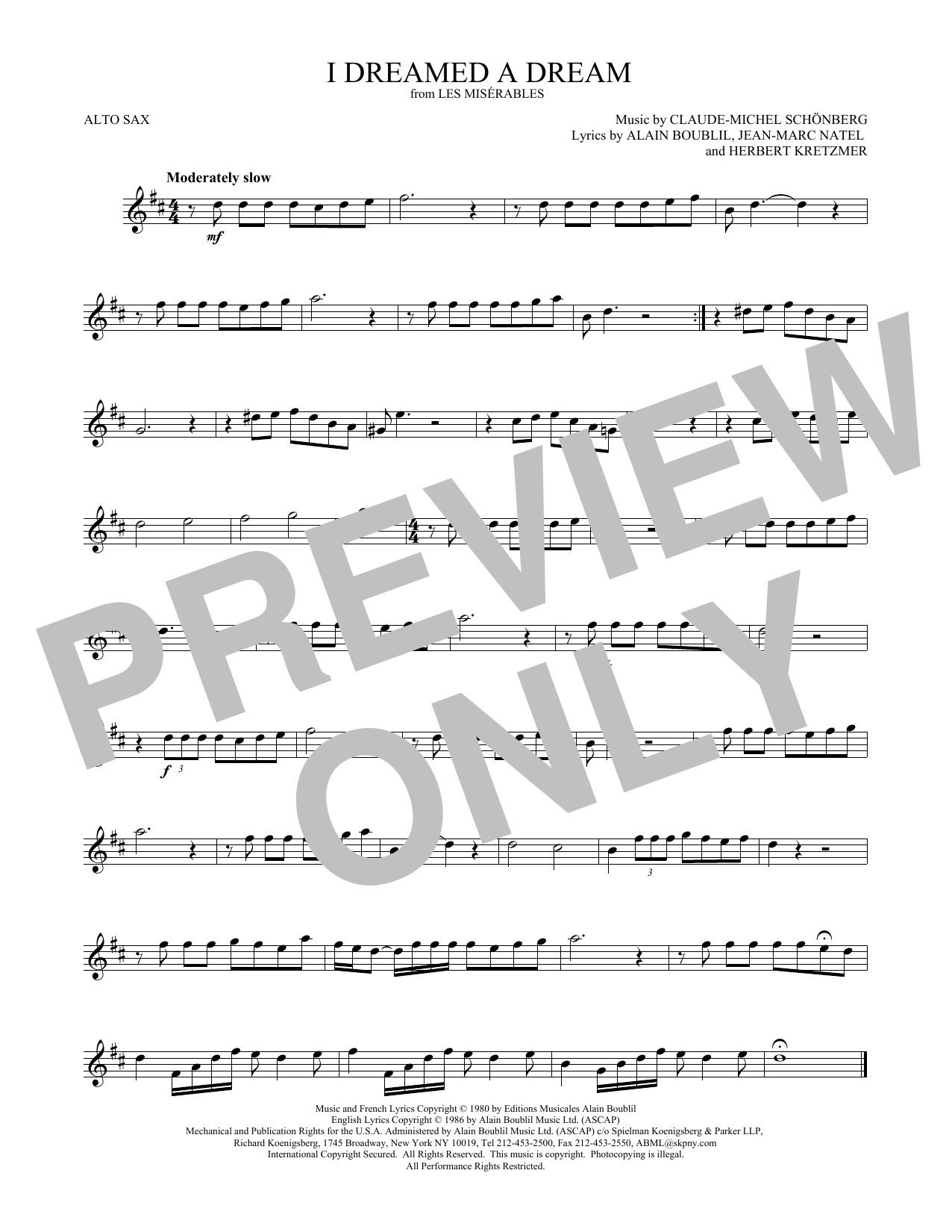 Product gallery: Page 1 of 1 I Dreamed A Dream, Claude-Michel Schönberg