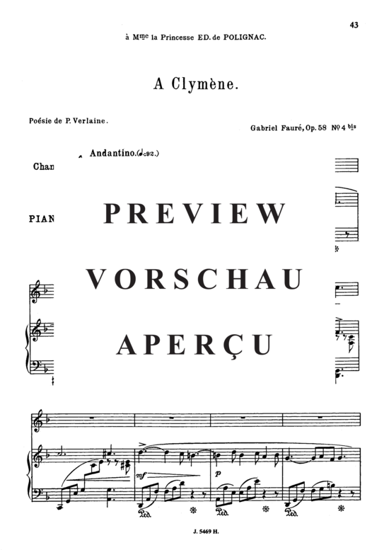 Product gallery: Page 2 of 6 A Clymène Op.58 No.4, , Medium Voice and Piano