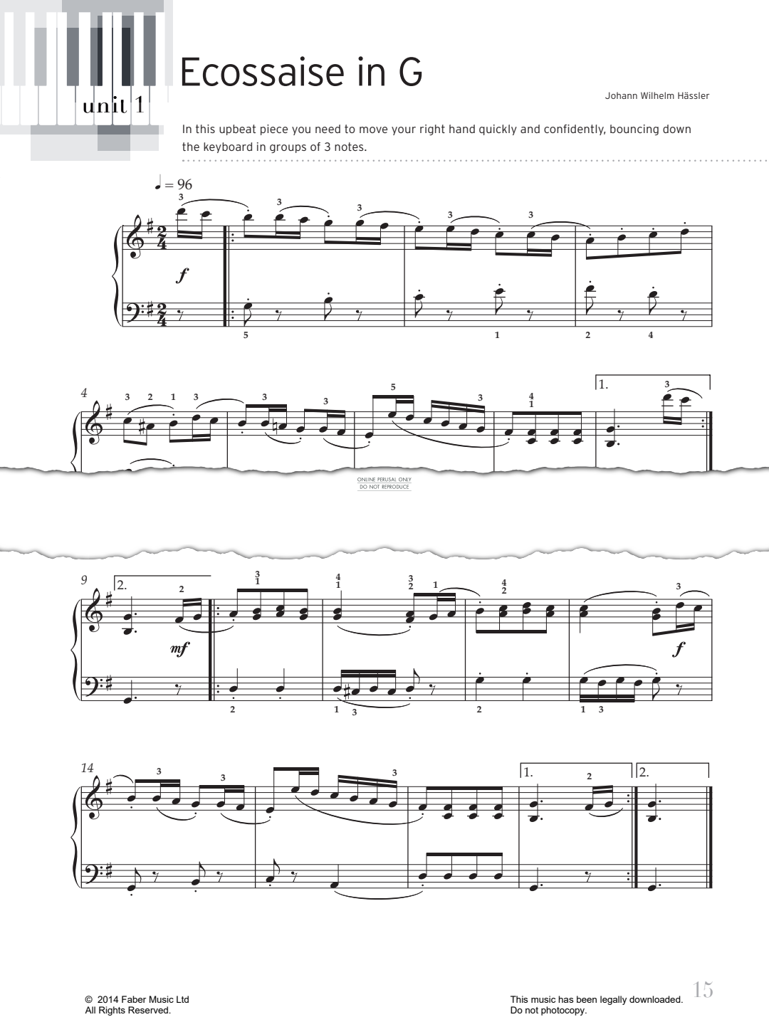 Produktgalerie: Seite 1 von 1 Ecossaise in G, Johann Wilhelm Hässler, Klavier