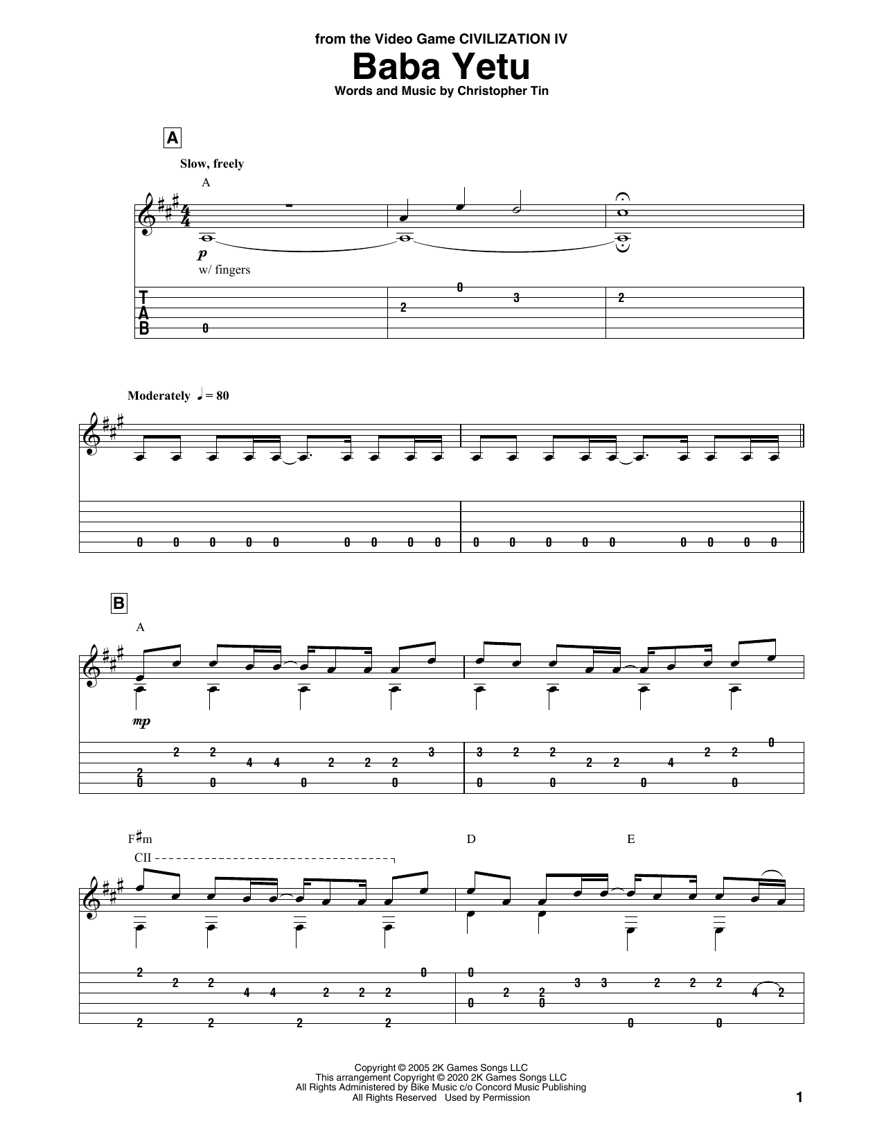 Product picture to:  Baba Yetu (from Civilization IV) - Christopher Tin