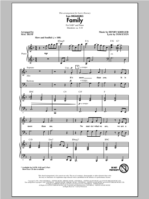 Product picture to: Family (from Dreamgirls) (arr. Mac Huff)