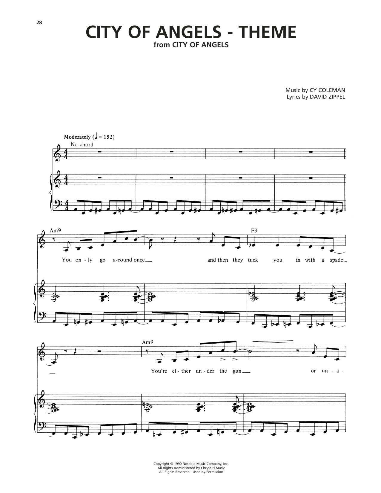 Produktgalerie: Seite 1 von 1 City Of Angels - Theme, Cy Coleman, Gesang, Gitarre, Klavier