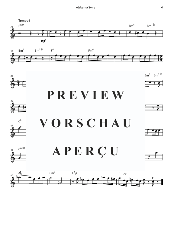 gallery: Alabama Song, , (Tenor Saxophon Solo & Akkorde - Leadsheet)
