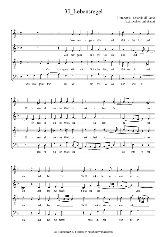 Product picture to: Lebensregel Orlando di Lasso / Dichter unbekannt