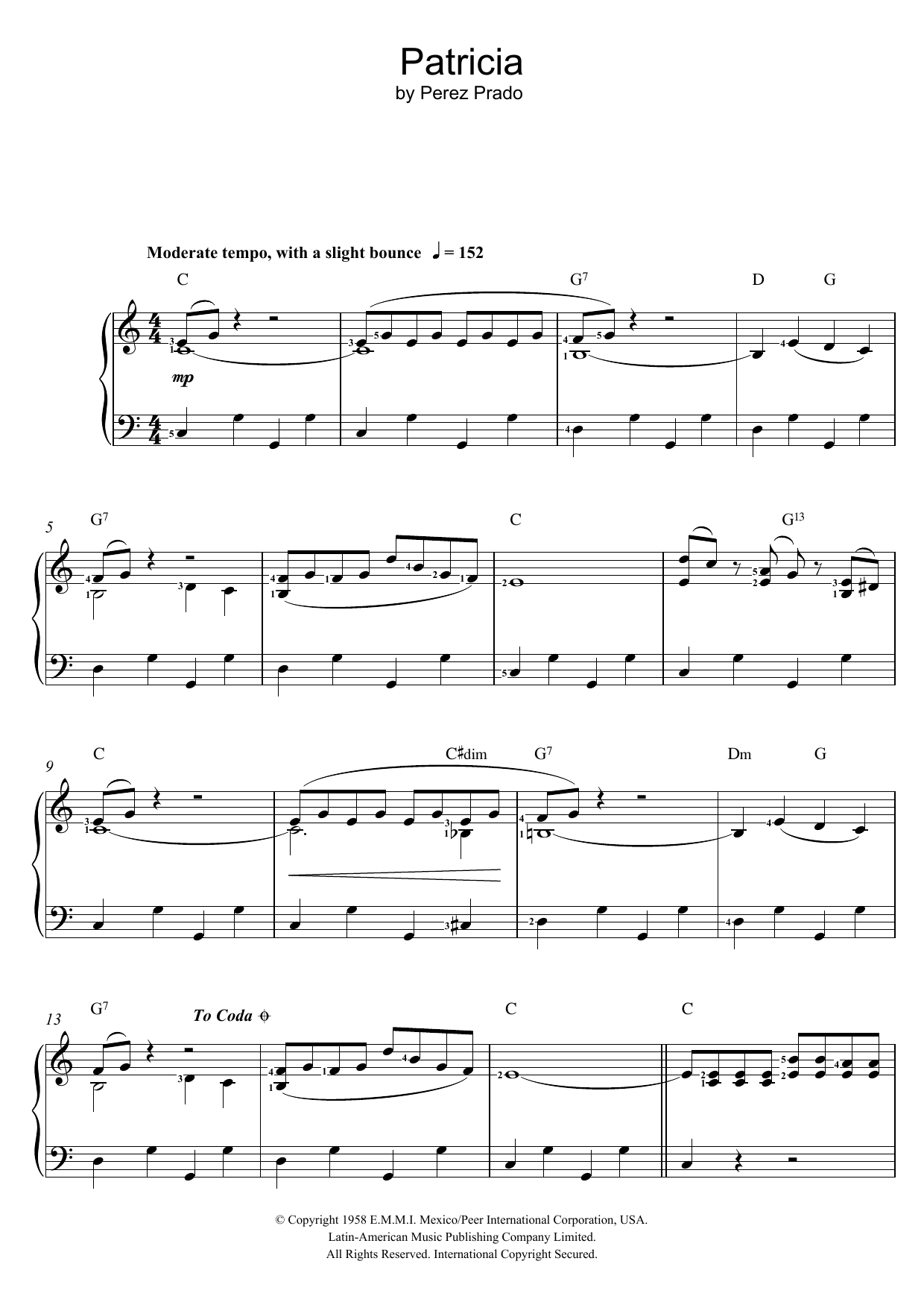Produktgalerie: Seite 1 von 1 Patricia, Perez Prado, Gesang, Gitarre, Klavier