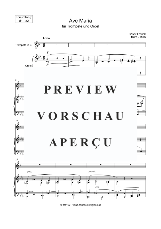 gallery: Ave Maria, , Trompete in B und Orgel