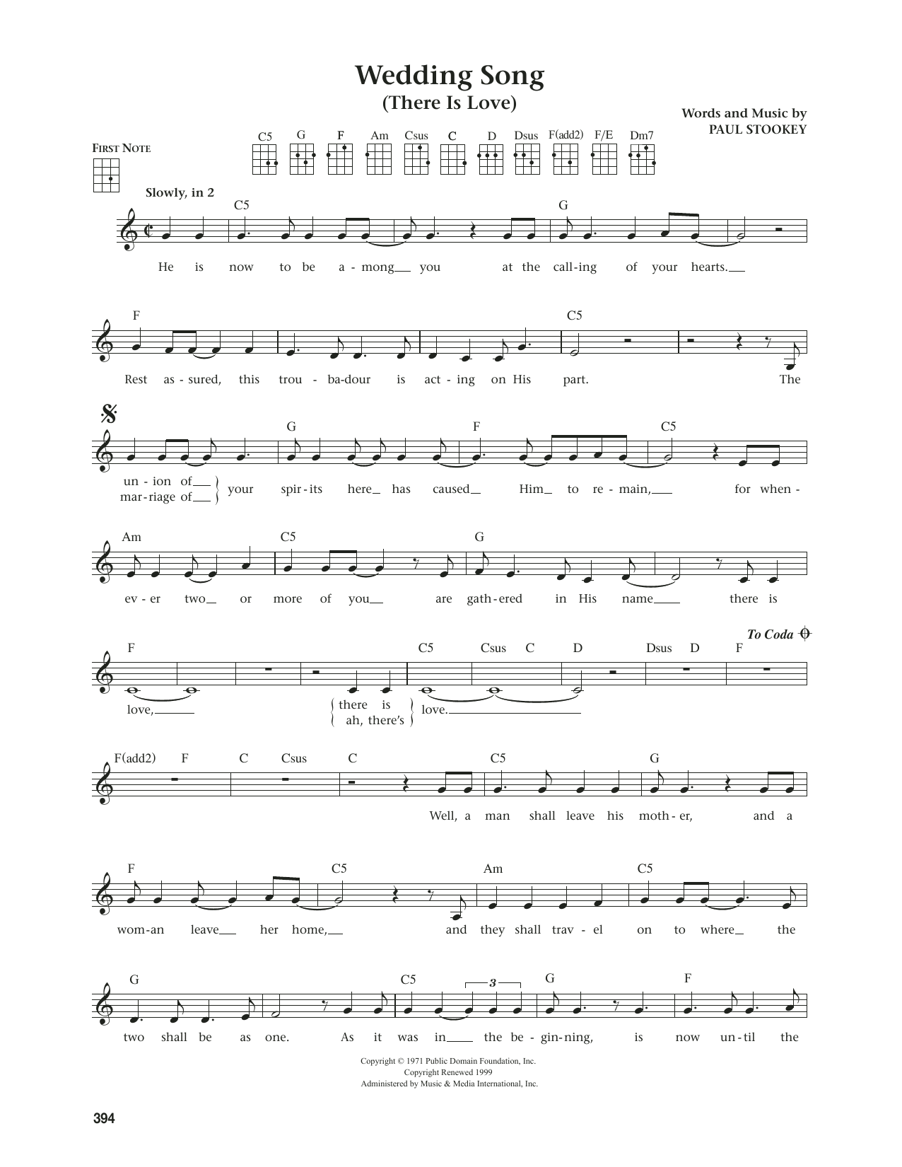 Produktgalerie: Seite 1 von 1 Wedding Song (There Is Love) (from The Daily Ukulele) (arr. Jim Beloff), Paul Stookey, Ukulele