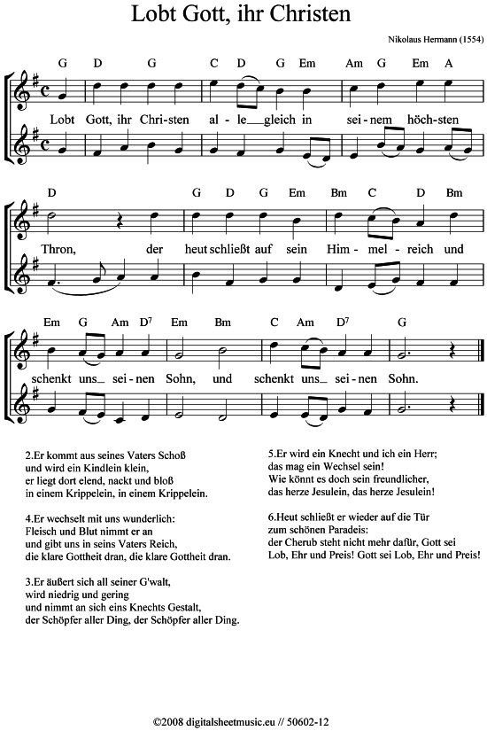 Lobt Gott, ihr Christen 