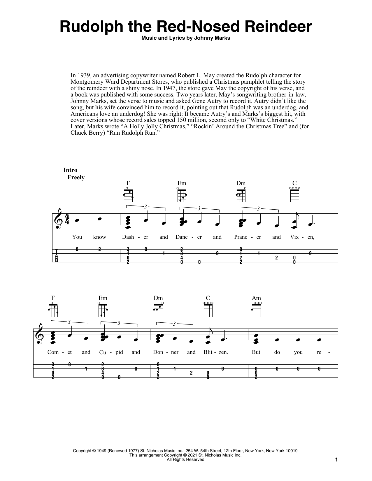 Product gallery: Page 1 of 1 Rudolph The Red-Nosed Reindeer (arr. Fred Sokolow), Johnny Marks