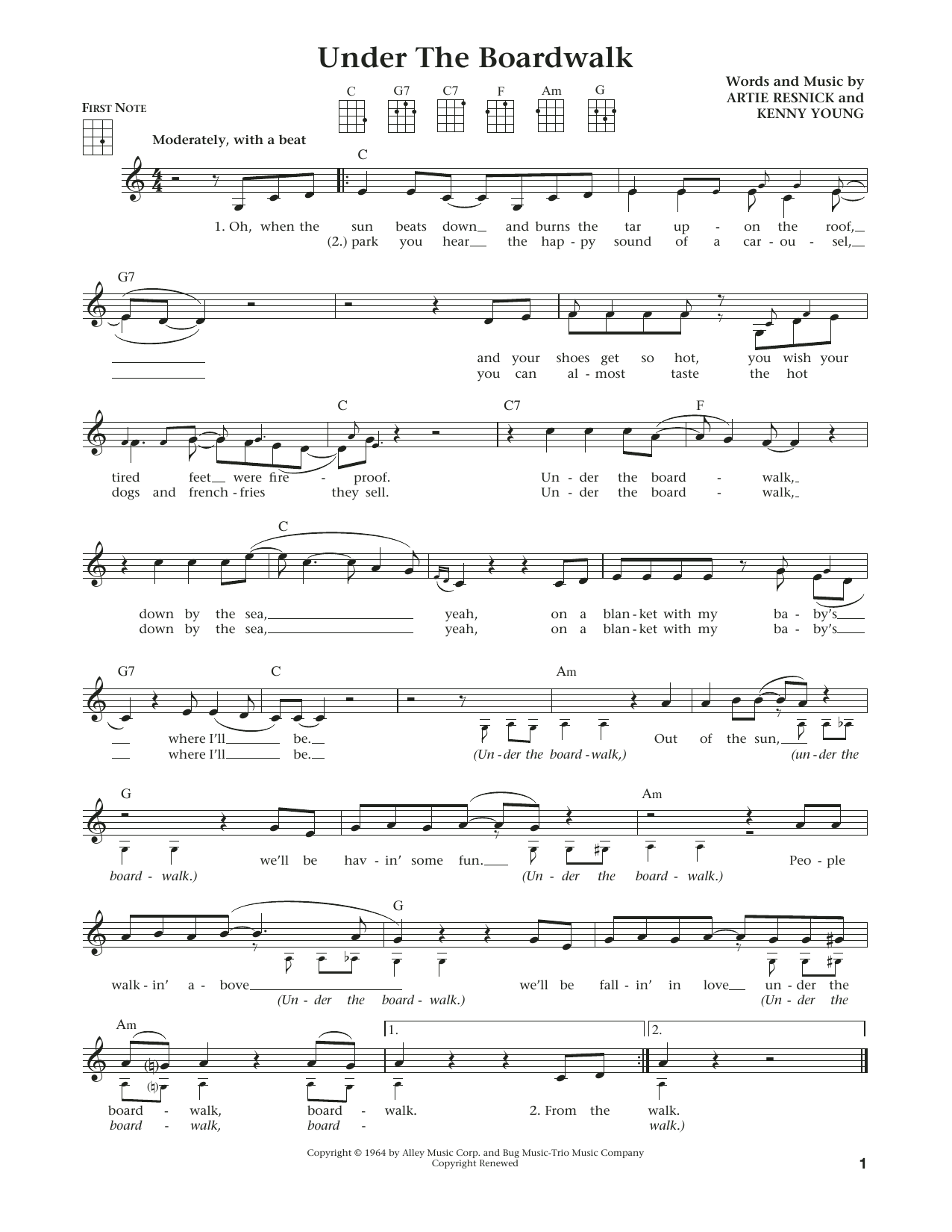 Product gallery: Page 1 of 1 Under The Boardwalk (from The Daily Ukulele) (arr. Liz and Jim Beloff), The Drifters