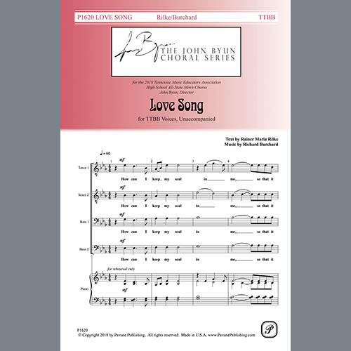 cover: Love Song, Rainer Maria Rilke