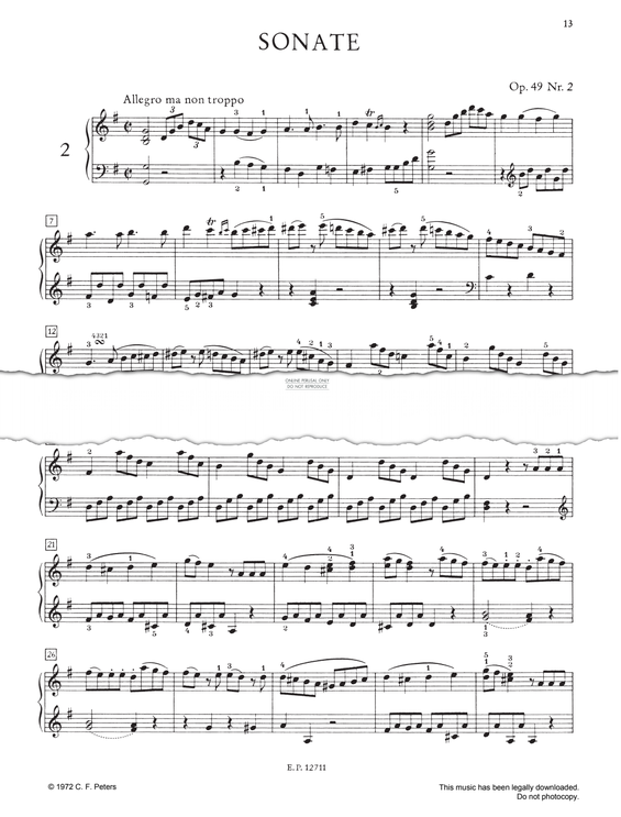 Produktgalerie: Seite 1 von 1 Piano Sonata No. 20, Op. 49 Nr. 2, Ludwig van Beethoven, Klavier