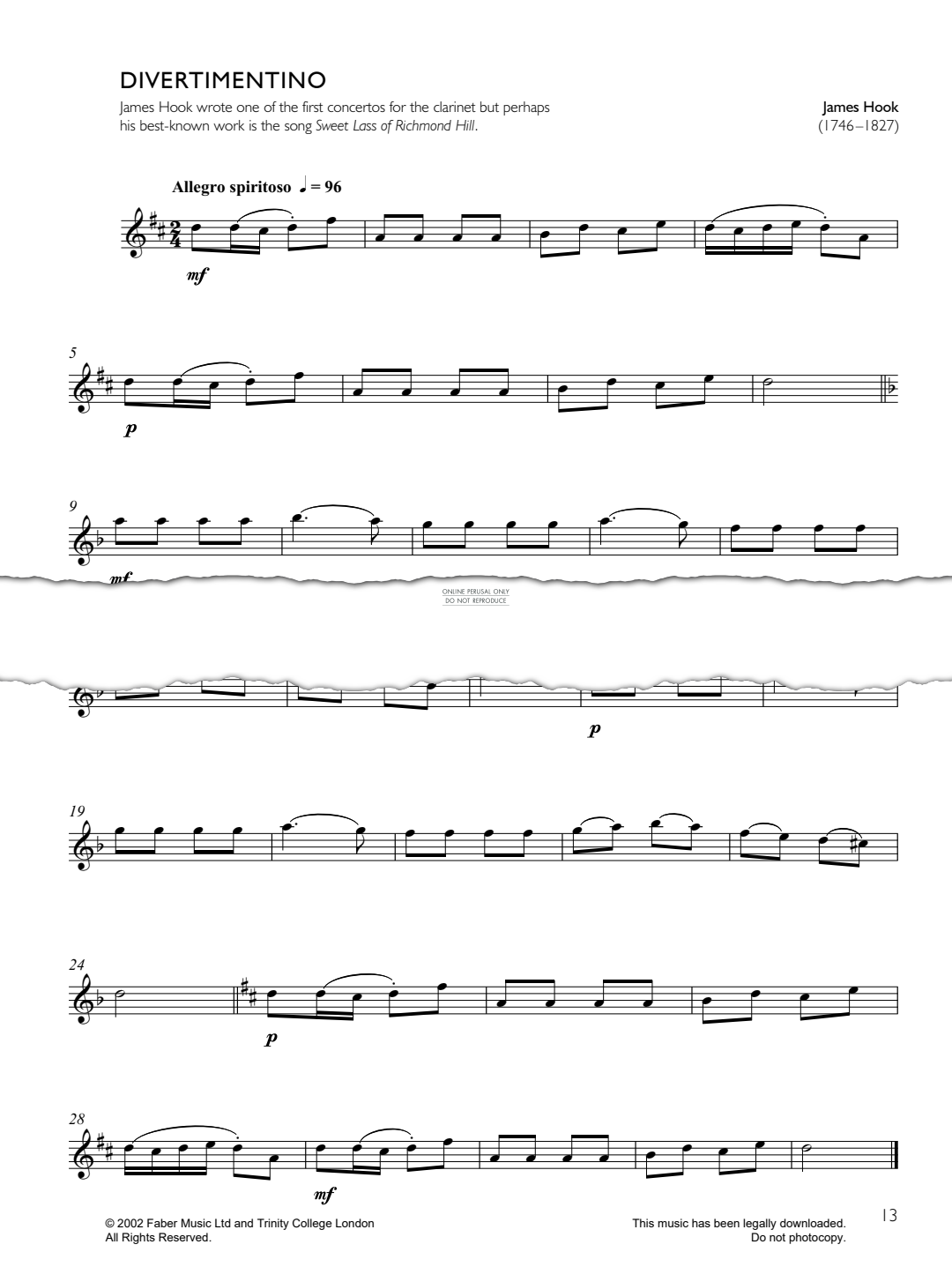 Produktgalerie: Seite 1 von 1 Divertimento, James Hook, Klarinette, Klavier