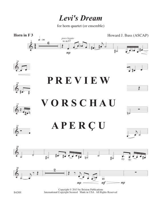 Produktgalerie: Seite 19 von 21 Levi´s Dream , , (4 Hörner oder Ensemble)