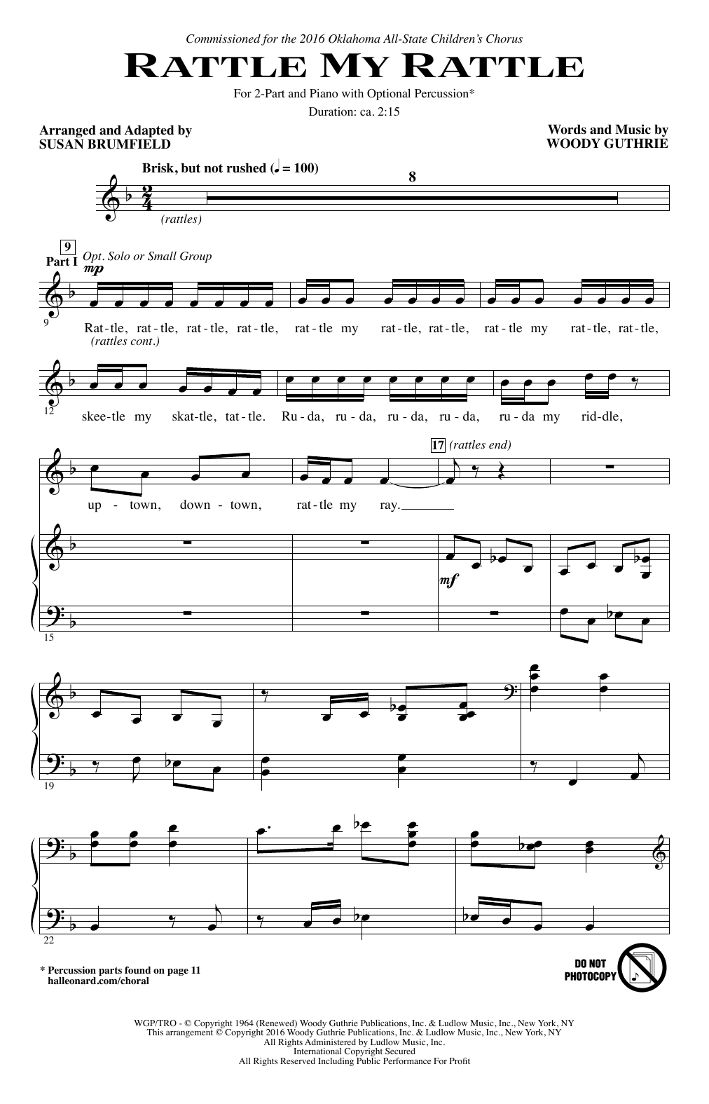 Produktgalerie: Seite 1 von 1 Rattle My Rattle (arr. Susan Brumfield), Woody Guthrie, Chor