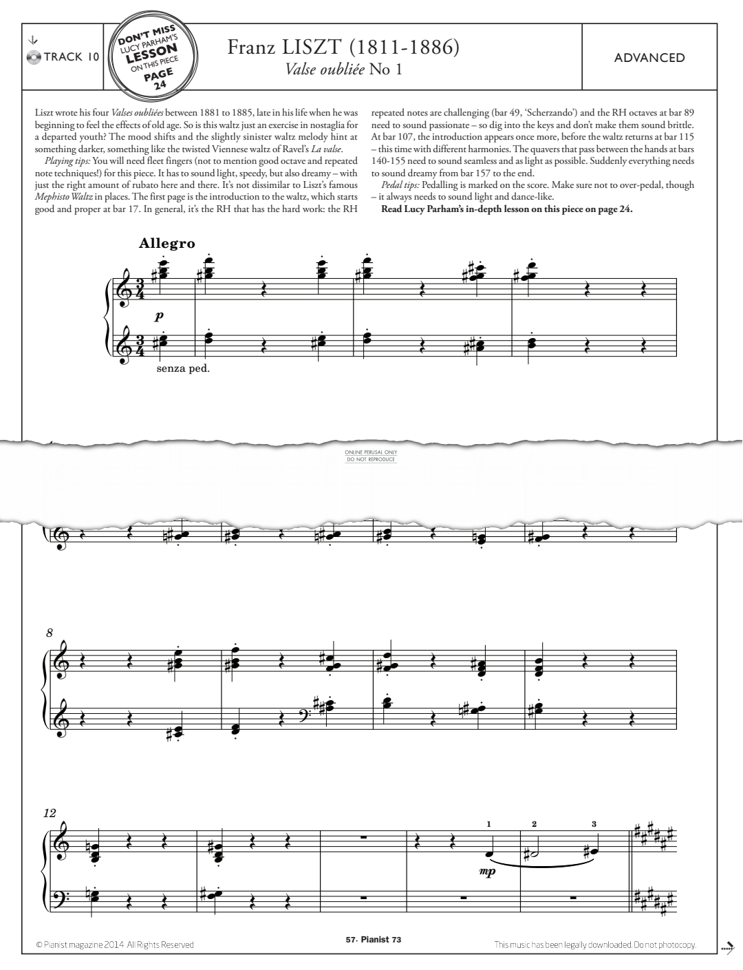 Product gallery: Page 1 of 1 Valse Oubliée No.1, Franz Liszt