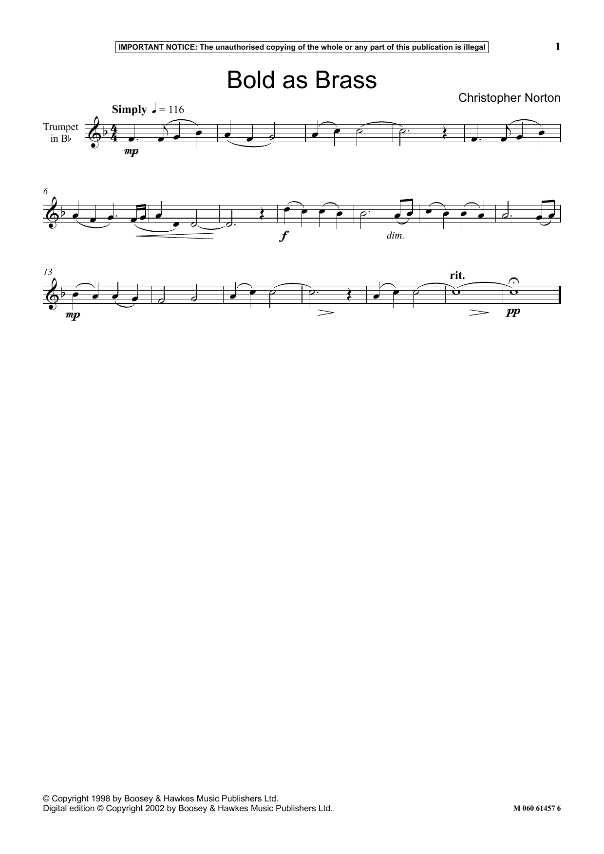 Produktbild zu:  Bold As Brass - Christopher Norton