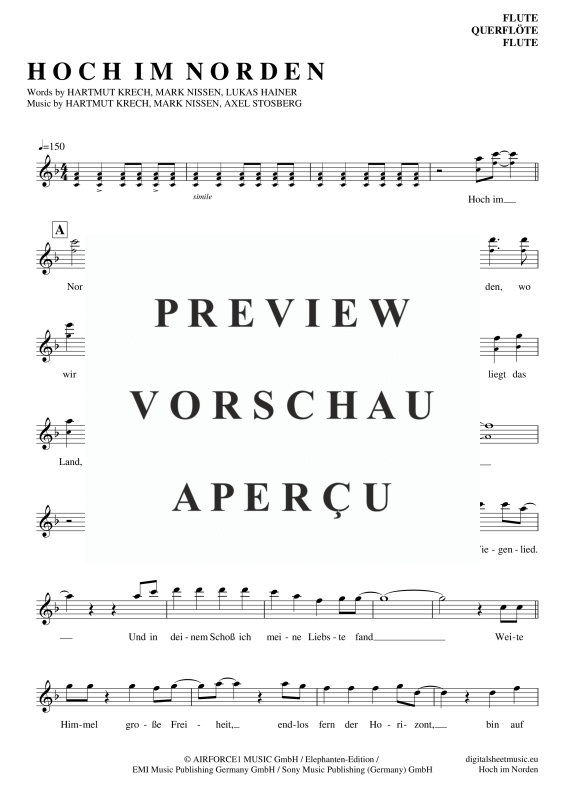 Product gallery: Page 2 of 4 Hoch Im Norden, Santiano, (transverse flute)