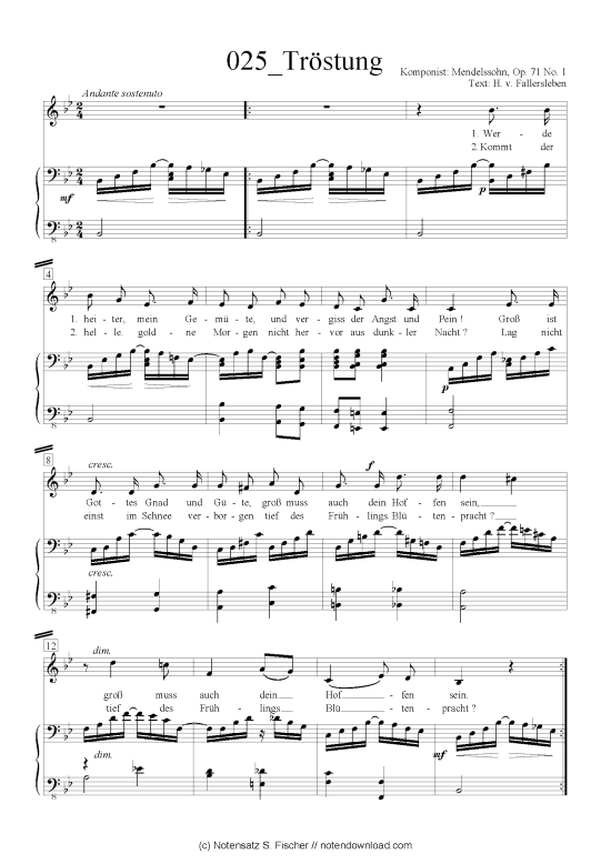 Product picture to: Tröstung Felix Mendelssohn Bartholdy (1809-1947)