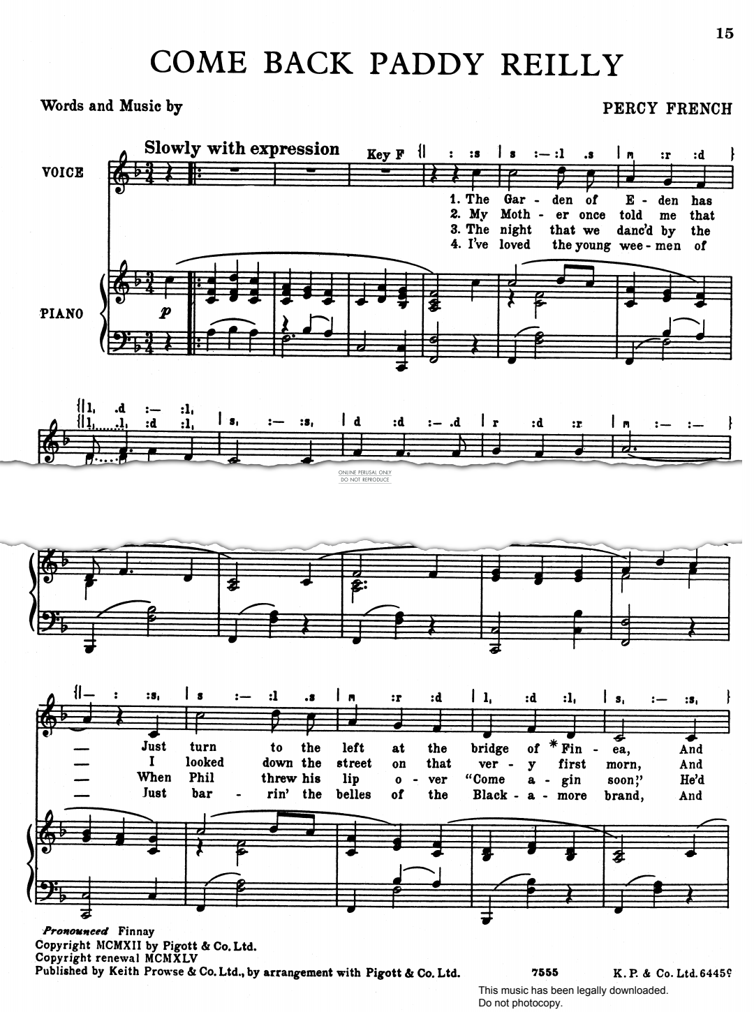 Product gallery: Page 1 of 1 Come Back Paddy Reilly, Percy French