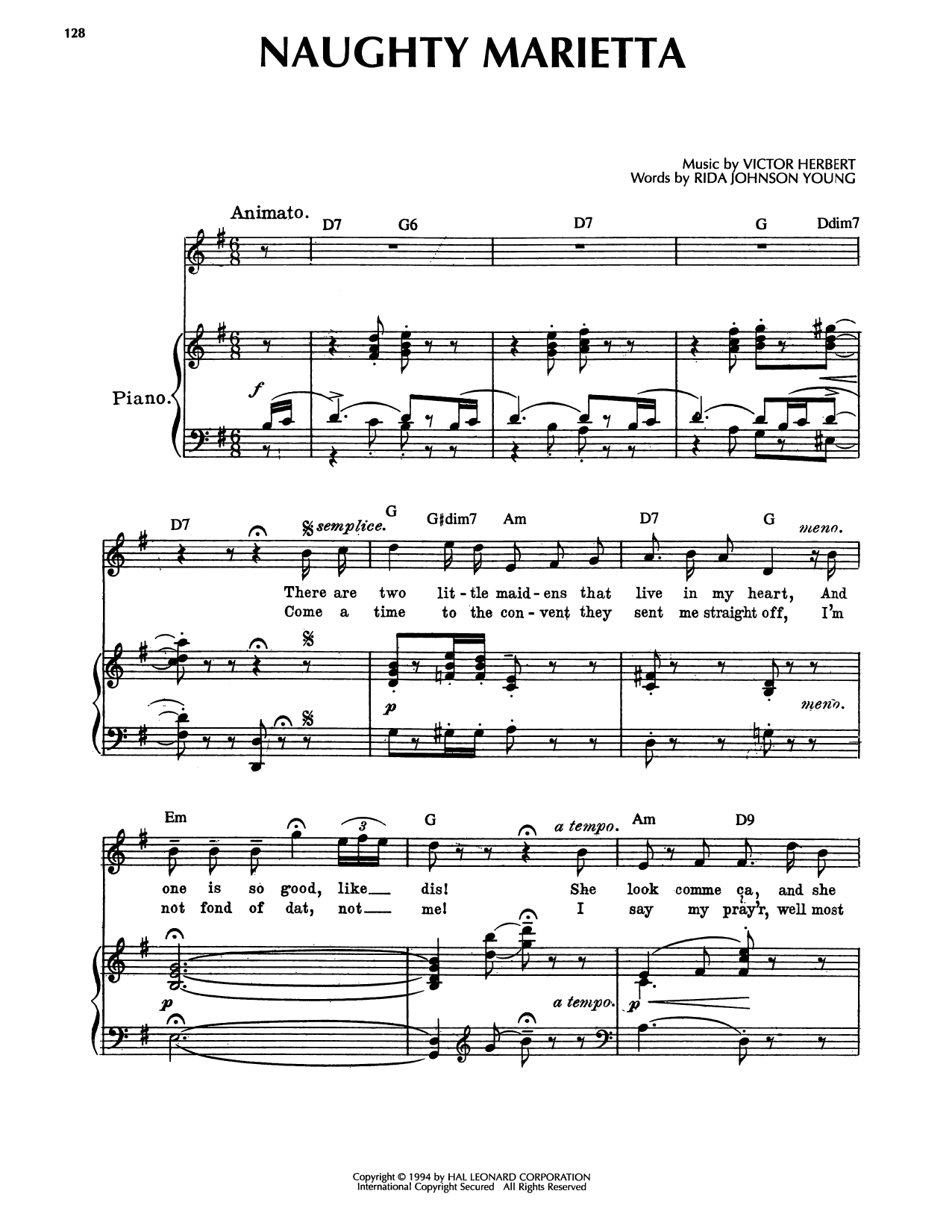Produktgalerie: Seite 1 von 1 Naughty Marietta, Rida Johnson Young, Gesang, Gitarre, Klavier