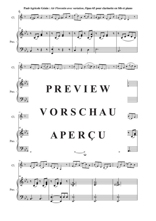 Product gallery: Page 7 of 13 Air Florentin avec variation, opus 65 , , (clarinet in Bb + piano)