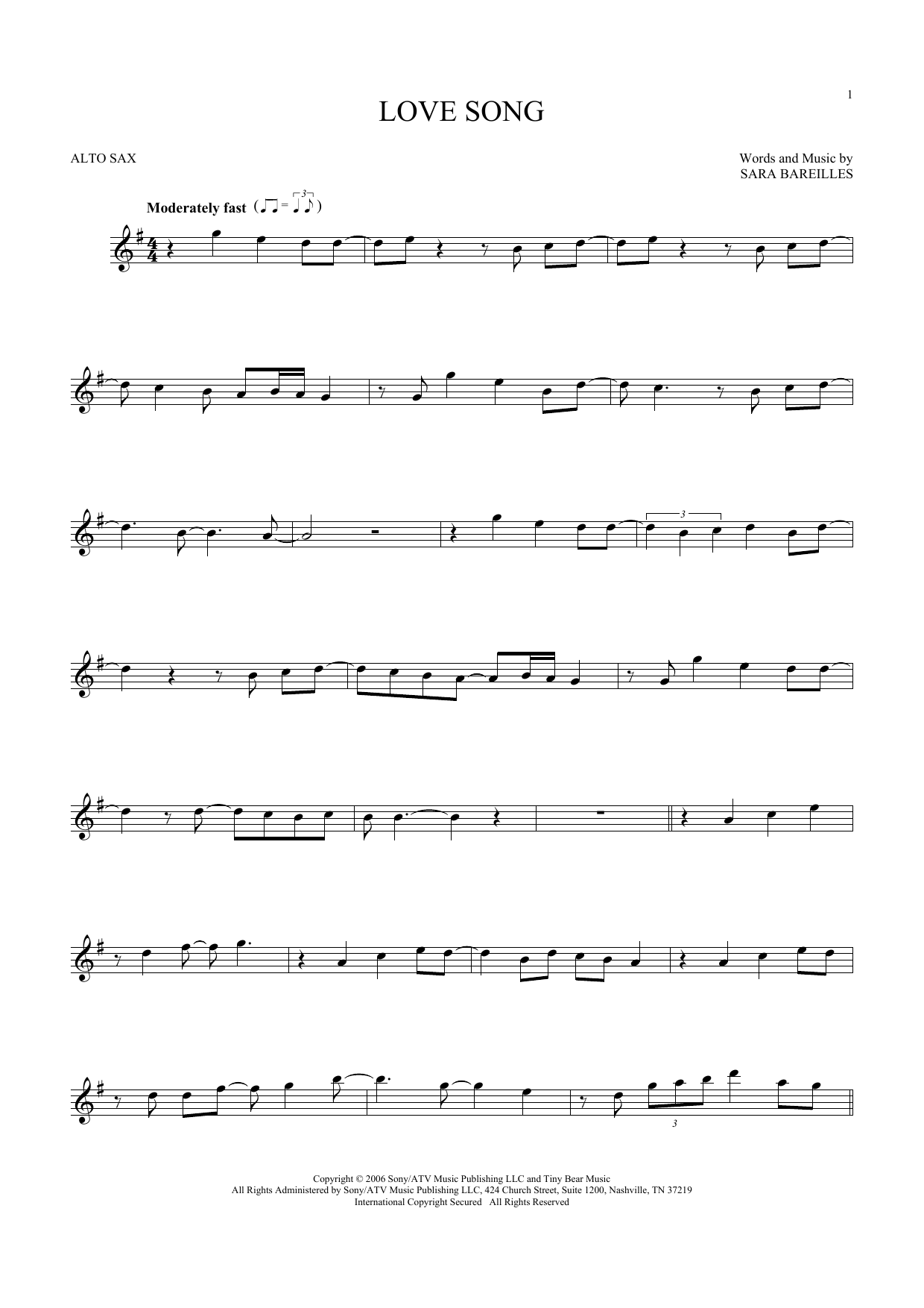 Product gallery: Page 1 of 1 Love Song, Sara Bareilles