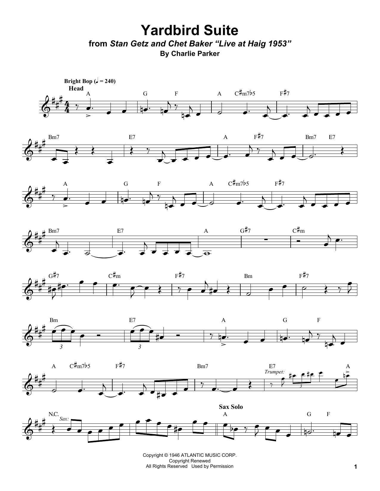 Product gallery: Page 1 of 1 Yardbird Suite, Stan Getz