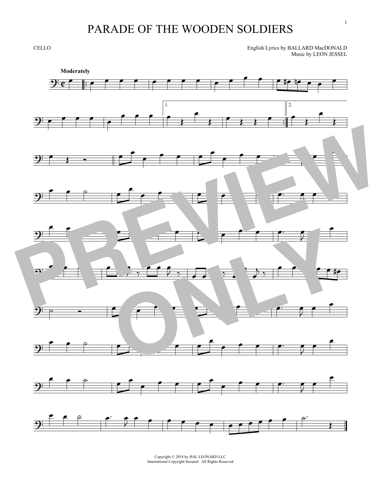 Produktgalerie: Seite 1 von 1 Parade Of The Wooden Soldiers, Ballard MacDonald and Leon Jessel, Violoncello