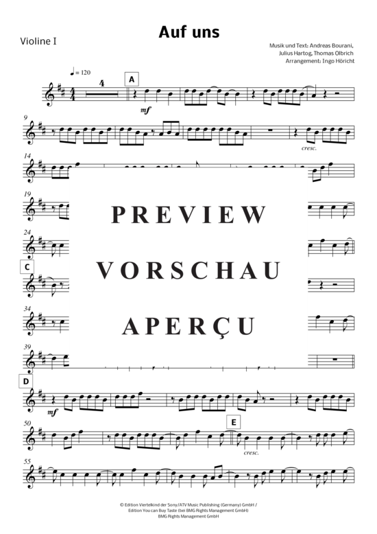 gallery: Auf Uns , Bourani, Andreas, (Geigenquartett)
