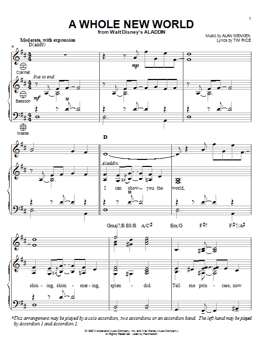 Product gallery: Page 1 of 1 A Whole New World (from Aladdin), Alan Menken & Tim Rice