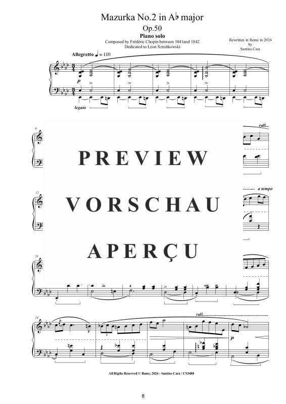 Produktgalerie: Seite 9 von 11 3 Mazurkas Op. 50 für Klavier - Vollständige Partituren, , Klavier Solo