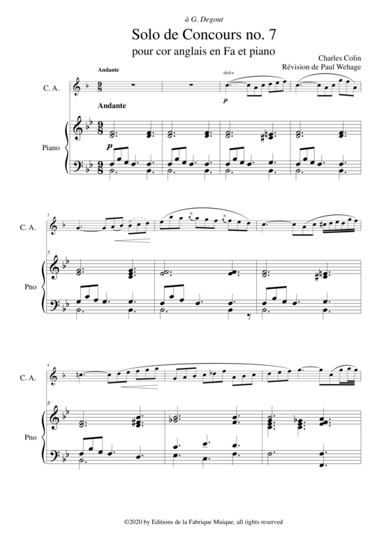 Produktbild zu: Solo de Concours no. 7 Charles Colin/Paul Wehage