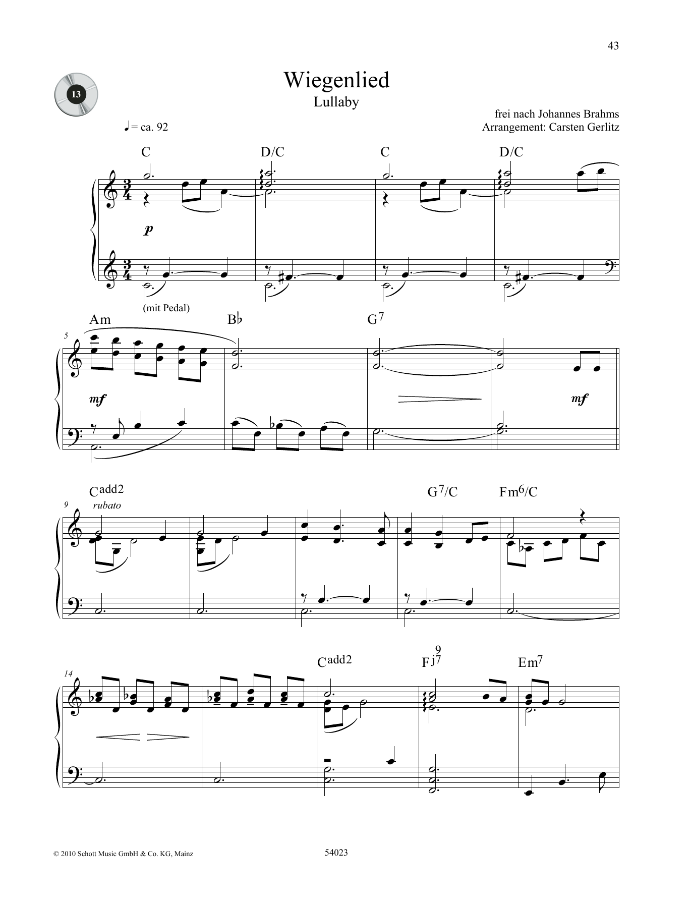 Produktgalerie: Seite 1 von 1 Lullaby, Johannes Brahms, Klavier