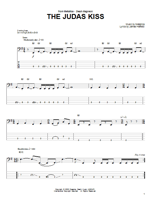 Produktgalerie: Seite 1 von 1 The Judas Kiss, Metallica, E-Bass