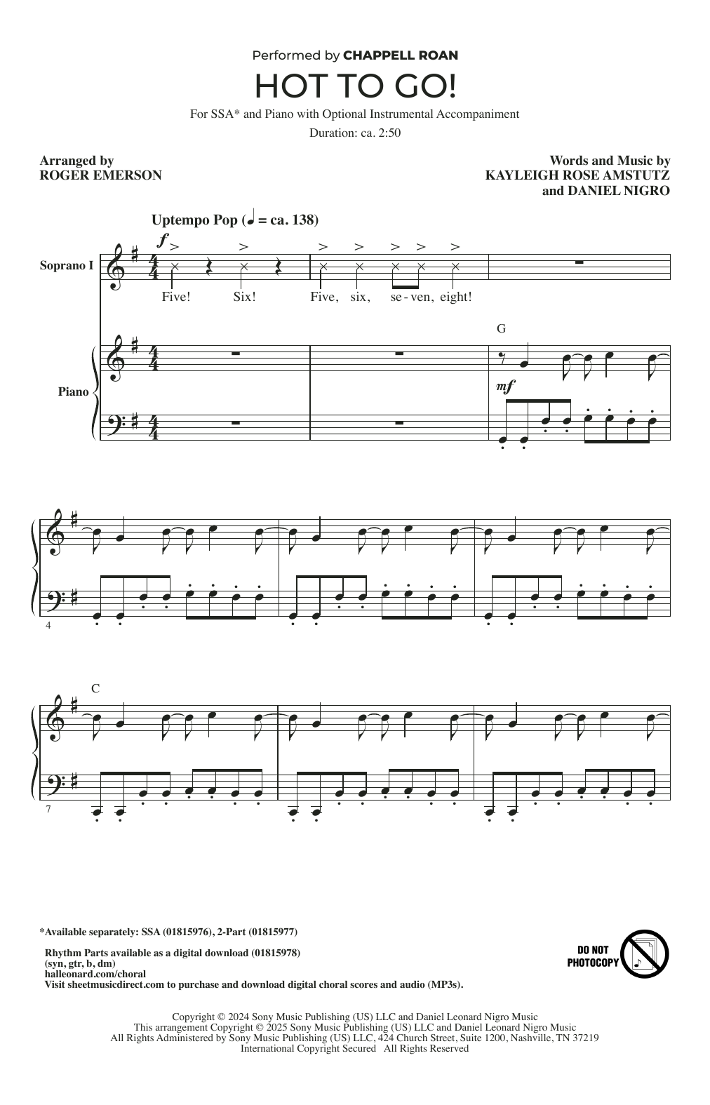 Produktgalerie: Seite 1 von 1 HOT TO GO! (arr. Roger Emerson), Chappell Roan, Chor