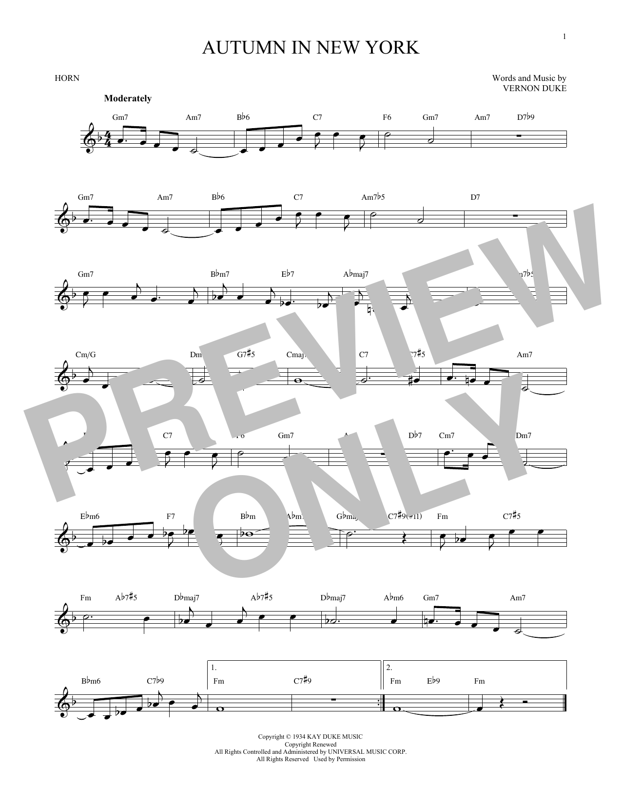 Produktgalerie: Seite 1 von 1 Autumn In New York, Vernon Duke, Horn