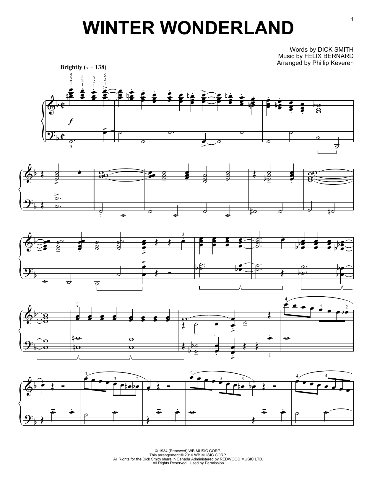 Product gallery: Page 1 of 1 Winter Wonderland (arr. Phillip Keveren), Felix Bernard