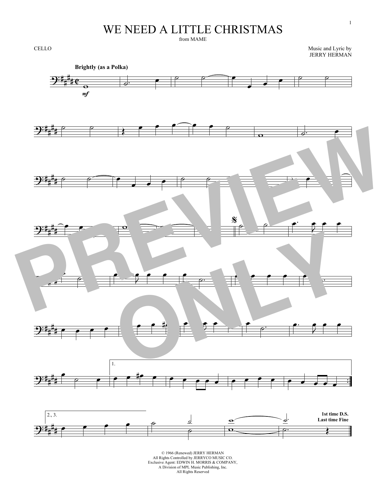 Produktgalerie: Seite 1 von 1 We Need A Little Christmas, Jerry Herman, Violoncello