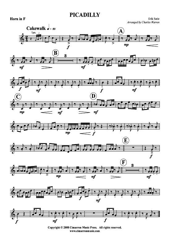 Produktbild zu: Piccadilly (1904) Erik Satie