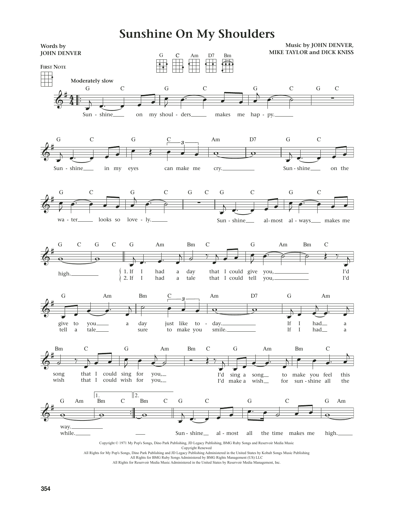 Produktgalerie: Seite 1 von 1 Sunshine On My Shoulders (from The Daily Ukulele) (arr. Jim Beloff), John Denver, Ukulele
