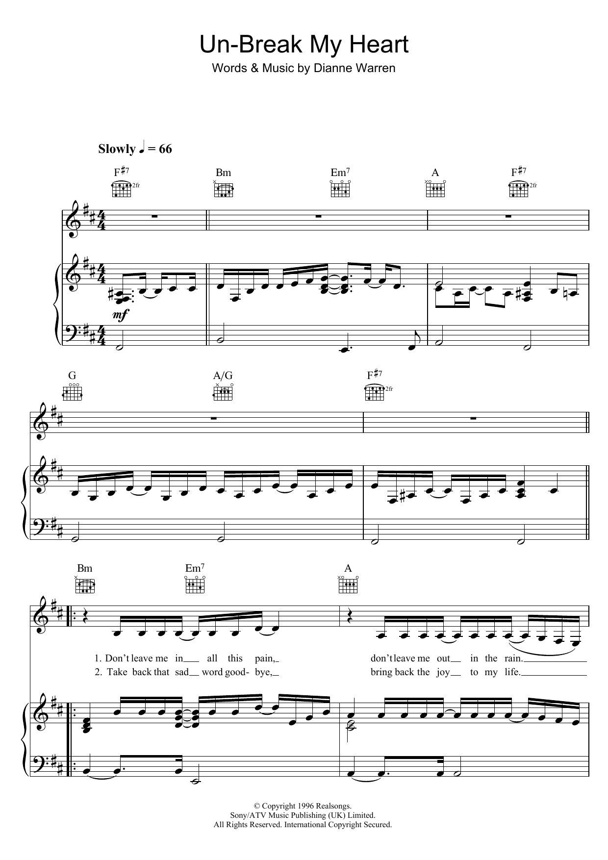 Produktgalerie: Seite 1 von 1 Un-Break My Heart, Toni Braxton, Gesang, Gitarre, Klavier