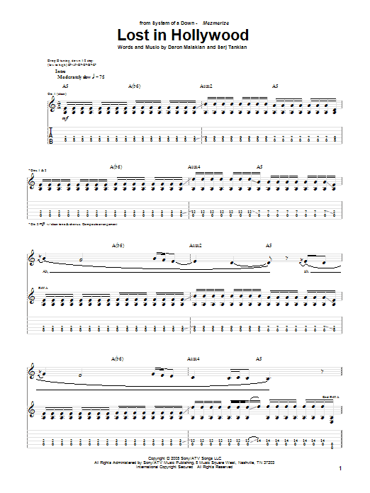 Produktgalerie: Seite 1 von 1 Lost In Hollywood, System Of A Down, Gitarre