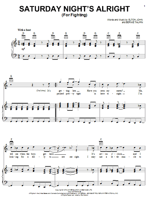 Produktbild zu: Saturday Night's Alright (For Fighting)